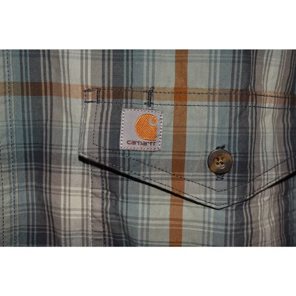 CARHARTT $60 Relaxed Fit Plaid Button Down Long Sleeve Work Shirt Blue Men's XL - Picture 3 of 4